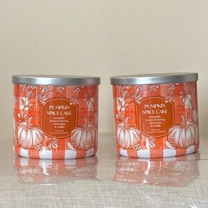 Lot of 2 Distant Lands 14 Oz 3 Wick Pumpkin Spice Cake Scented Jar Candle